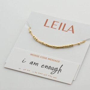 Morse Code Necklace with I Am Enough quote Hidden Message, makes the perfect inspirational gift