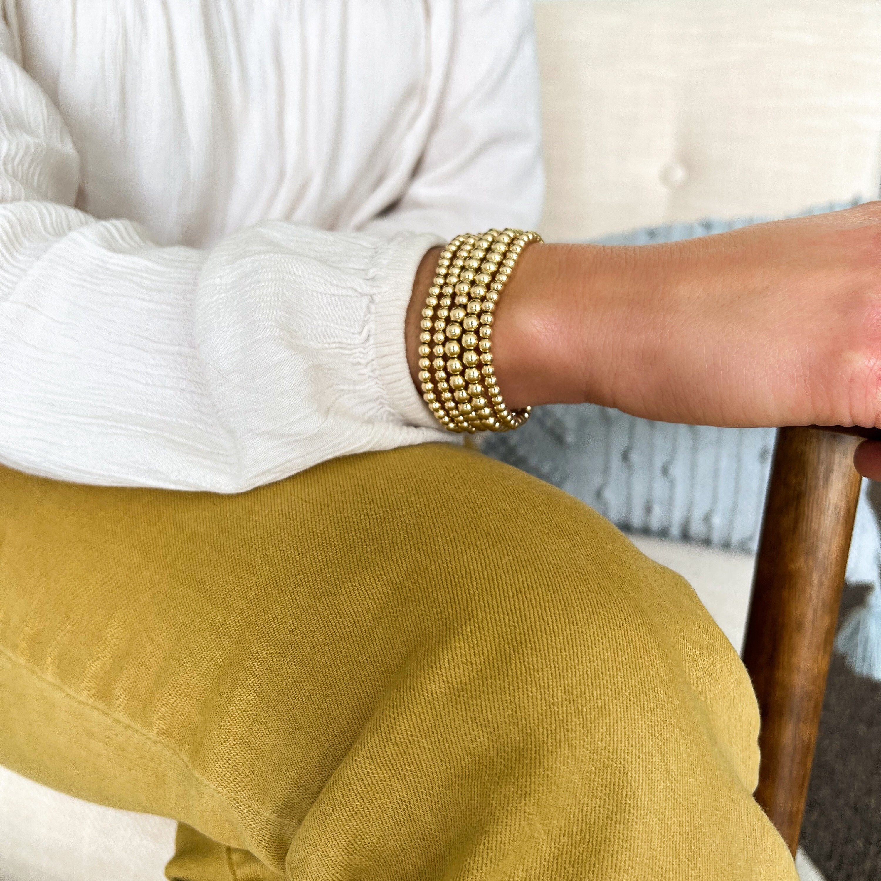 Gold Ball Bracelet Dainty Silver Ball Bracelet 5mm Gold Etsy