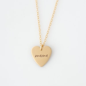 Collier maman, collier coeur en or, cadeau de fête des mères pour une nouvelle maman, cadeau de baby shower, cadeau pour maman