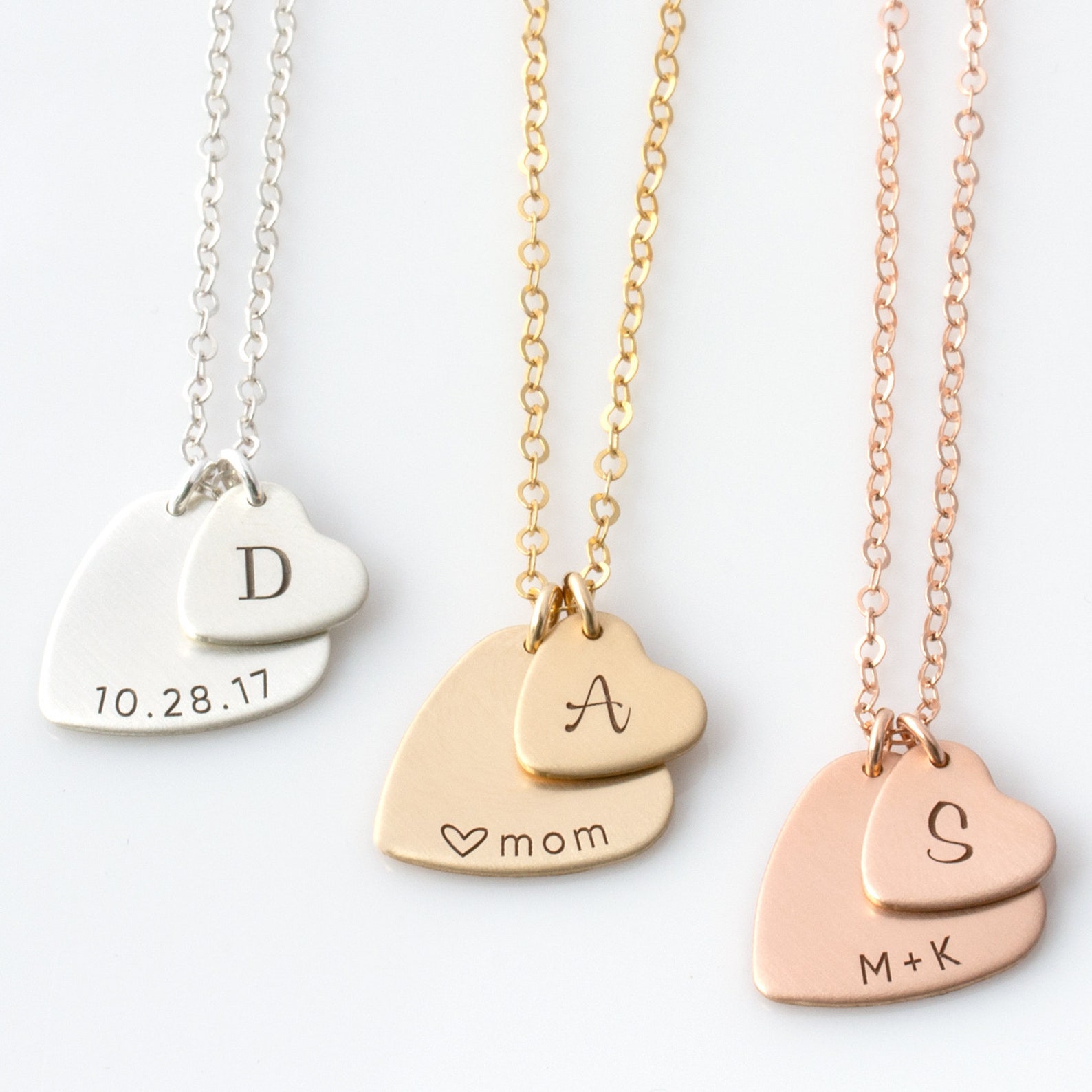 Mother's Day Heart Necklace Mom Necklace Kids Initials Etsy