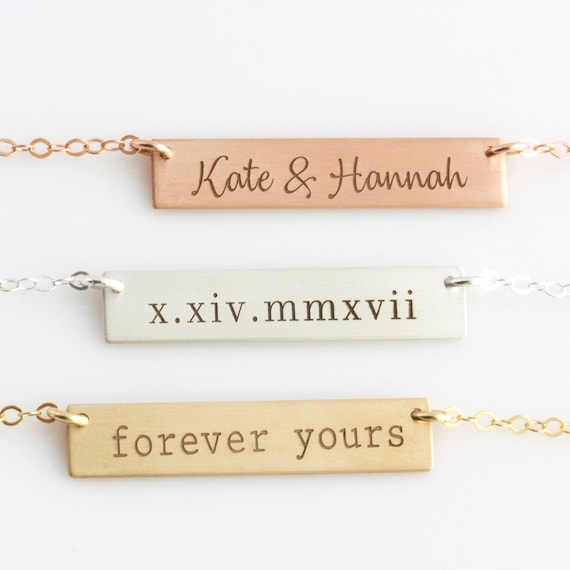 Custom Name Plate Custom Name Necklace Personalized Name Bar Etsy