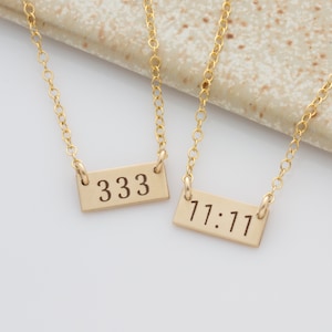 Angel Numbers Bar Necklace, Lucky Numbers Necklace Makes the Perfect Gift for Her, 777, 444, 333, 222, 111 Angel Number Necklace