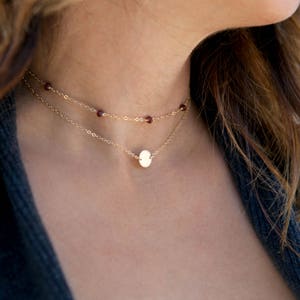Birthstone Choker Necklace, Dainty Gold Necklace, 14k Gold Fill, Sterling Silver, Simple Choker Necklace, LEILAjewelryshop, N242 image 1