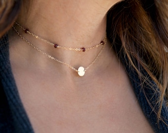 Birthstone Choker Necklace, Dainty Gold Necklace, 14k Gold Fill, Sterling Silver, Simple Choker Necklace, LEILAjewelryshop, N242