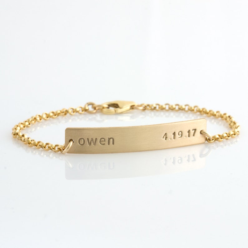 Gold Bar Bracelet /Nameplate Bracelet /Personalized Bracelet Etsy