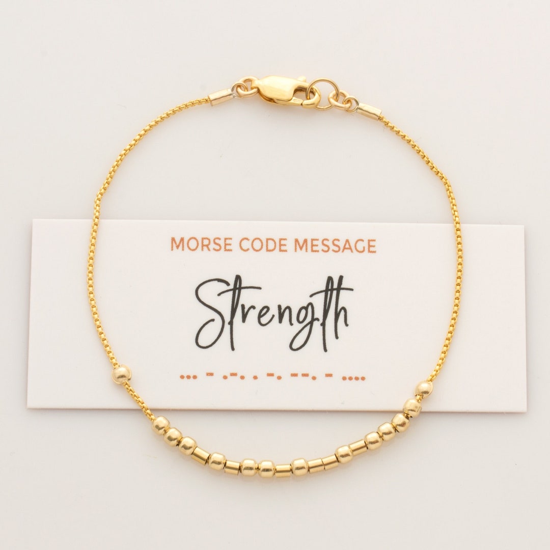 Strength Morse Code Bracelet, Hidden Message Bracelet