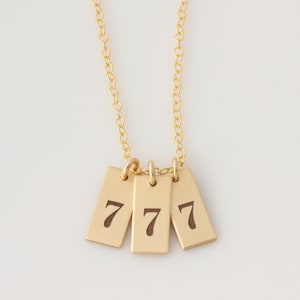 Angel Number Tag Necklace, Tiny Tag Necklace with Angel Numbers 444, 777, 222, 111, or 333, Lucky Number Necklace image 5