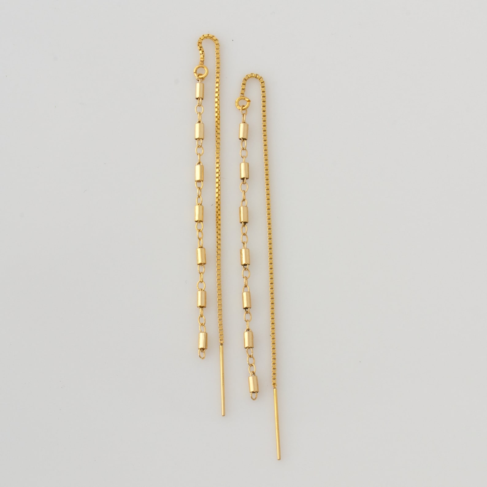 Tube Chain Threader Earrings Gold Threader Earrings Long Etsy