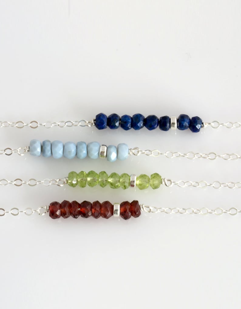 Birthstone Layering Necklace/Simple Mothers Birthstone Necklace/Gemstone Bar Necklace/Dainty/Gift for Her /Bridesmaids Gift Jewelry/N254 image 4