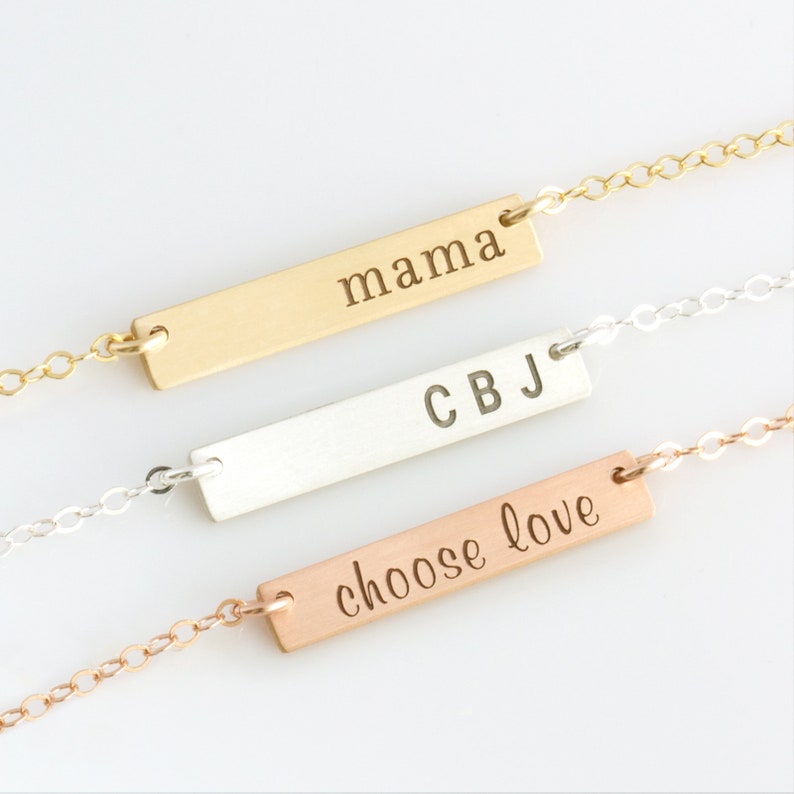 Custom Name Necklace Bar Name Necklace Name Bar Necklace Name plate Necklace Bar Necklace Personalized Name Necklace. 002 image 1