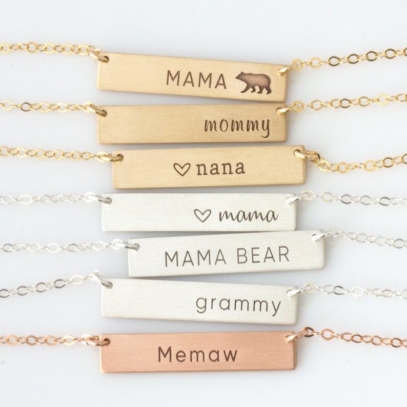 Gold or Silver Name Bar Personalized Name Plate Personalized Name Necklace Gift for Her New Mom Necklace LEILAjewelryshop image 1