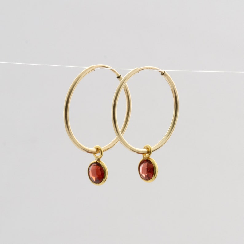 Birthstone Earrings, Hoop Earrings with Your Birthstone, Ruby, Sapphire, Turquoise 14K Gold Fill or Sterling Silver image 8