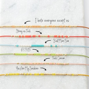 Personalisiertes Morse-Code-Armband, benutzerdefinierte Morse-Code-Armband, personalisierte Freundschaftsarmband, rote Seidenschnur Morse-Code, Geschenk für sie