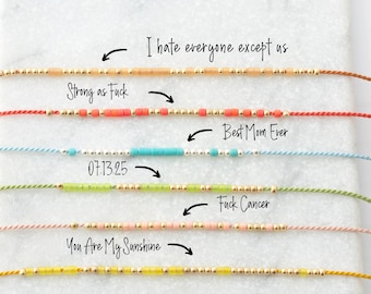 Personalized Morse Code Bracelet, Custom Morse Code Bracelet, Personalized Friendship Bracelet, Red Silk String Morse Code, Gift for Her