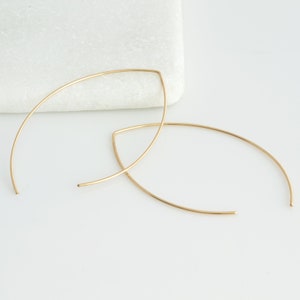 Wishbone Earrings, Large Open Hoop Earrings, Simple Everyday Wire ...