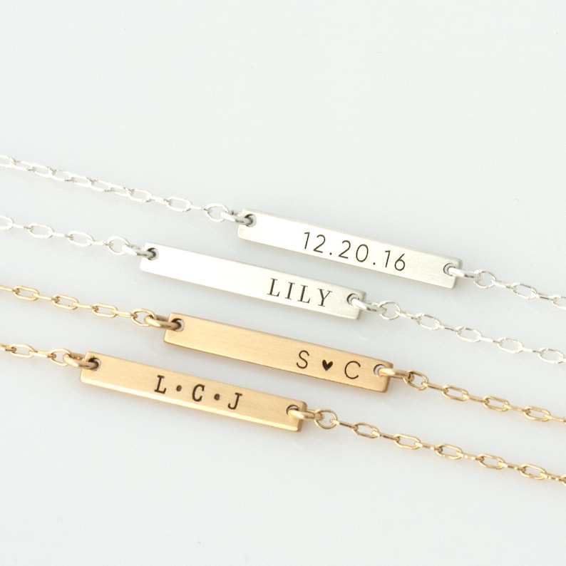 Name Necklace, Small Bar Necklace, Mom Necklace, Dainty Layering Necklace, Minimal Bar Necklace, Thin Bar Necklace, Gift for Her image 6