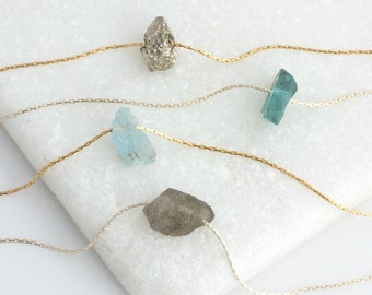 Natural Crystal Necklace/Healing Crystal Necklace/Natural Gemstone/Raw Stone Pendant/Layering Necklace/Christmas Gift/Boho Gift for Her