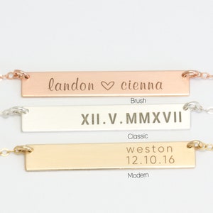 Personalized Bar Necklace/ Bar Necklace/Gold or Silver Custom Name Plate/Initial Necklace/Roman Numeral/Mom Necklace/LEILAjewelryshop image 3