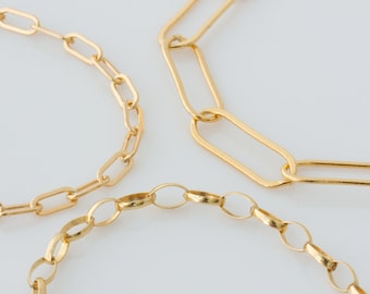 Paperclip Chain Bracelet, 14K Gold Fill Paperclip Bracelet, Dainty Oval Link Bracelet, Bracelets for Women, Layering Bracelet, Gold Chain