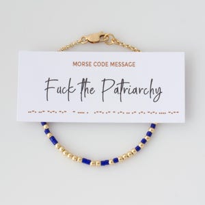 Fuck The Patriarchy Morse Code Bracelet, Bead Bracelet with Hidden Message, Layering Bracelet, Birthday Gift for Her