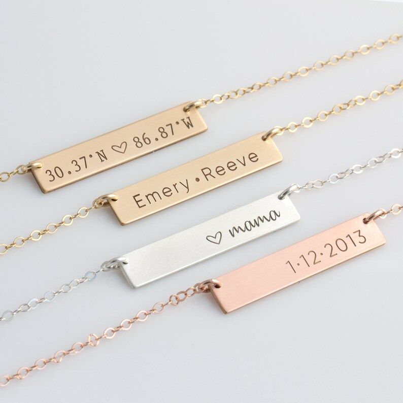 Personalized, Custom Name Bar Necklace Keepsake Necklace Perfect For Gifting Best Friend Gift Valentines Jewelry Gift Galentines image 6