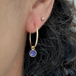 Birthstone Earrings, Hoop Earrings with Your Birthstone, Ruby, Sapphire, Turquoise 14K Gold Fill or Sterling Silver image 7