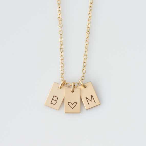 Mini Bar Initial Necklace Simple Initial Necklace Gold Tag