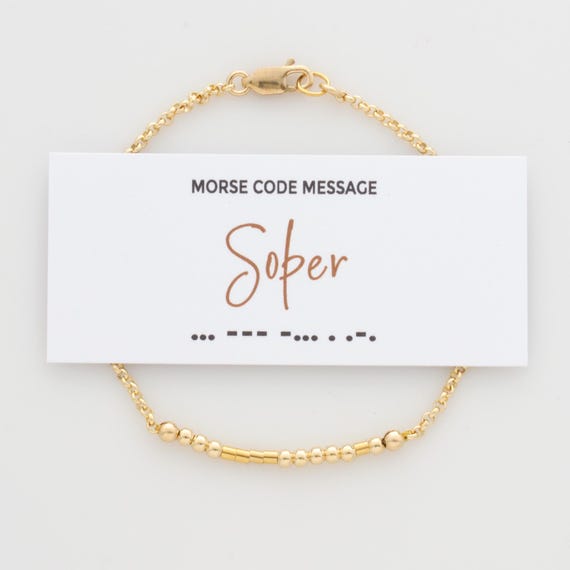 Sober - Morse Code Bracelet, Personal Motivation Bracelet, Inspirational Bracelet, AA Bracelet, Sobriety Jewelry, Gift From Sponsor