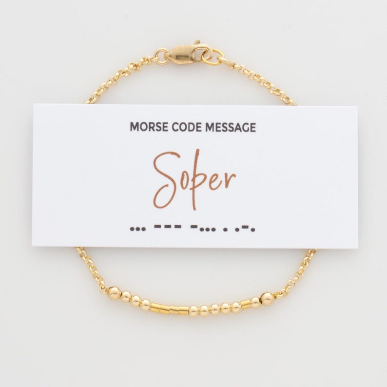 Sober Morse Code Bracelet by LEILA Jewelry. Sobriety gift for someone in recovery