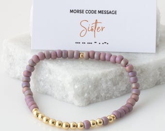 Sister Gift, Bubble Morse Code Bead Bracelet, Friendship Bracelet, Stretch Bracelet, Layering Bracelet, Gift for Sister, Sister-in-Law, BFF