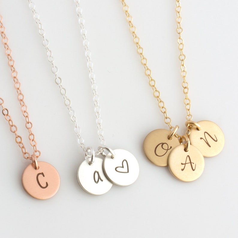 Personalized Initial Necklace/Gold Initial Mom Necklace/Children Initial Necklace/Rose Gold Mothers Necklace/Gold Silver Rose Gold Initial/2 image 1