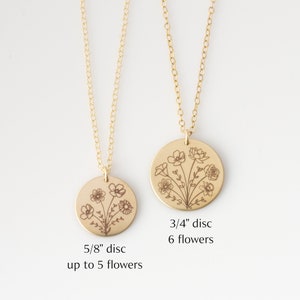 Collar combinado con flores de nacimiento, collar del Día de la Madre, collar personalizado con ramo de flores de nacimiento, collar para madrastra, collar para mamá extra. imagen 4
