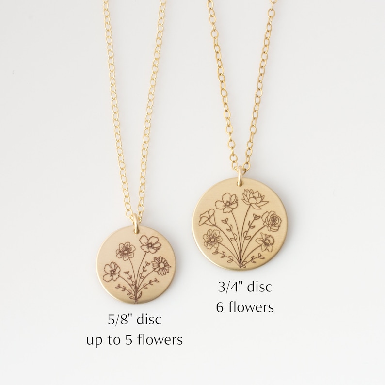 Collar combinado con flores de nacimiento, collar del Día de la Madre, collar personalizado con ramo de flores de nacimiento, collar para madrastra, collar para mamá extra. imagen 4