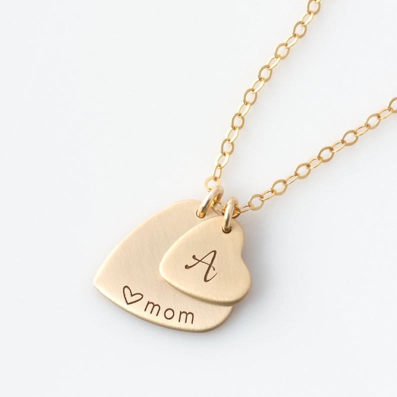 Mother's Day Heart Necklace Mom Necklace Kids Initials Etsy