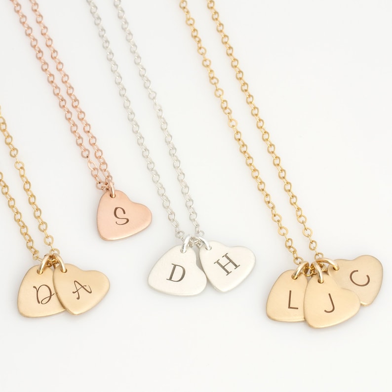 Personalized Initial Heart Necklace Kid Initial Necklace Etsy