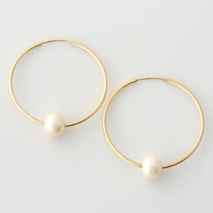 Pearl Hoop Earrings, 14k Gold Filled Pearl Earrings, Sterling Silver Pearl Hoop Earrings, Real Pearl Earrings, Gold Hoops, Silver Hoops