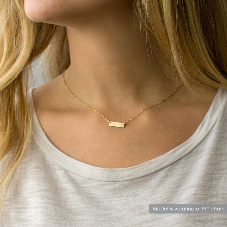 Engraved Mini Bar Necklace Personalized Necklace in Gold Etsy