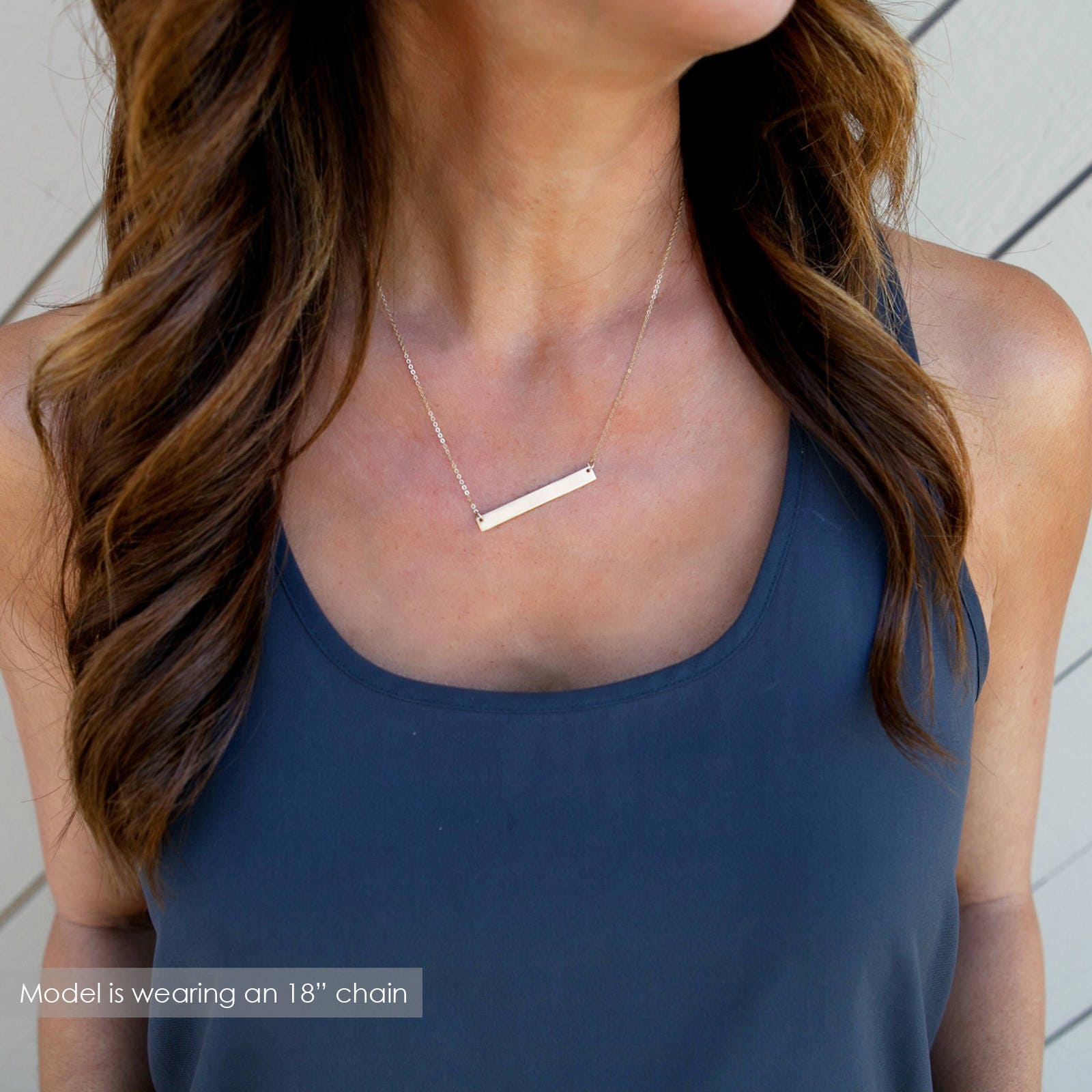 Dainty Gold Bar Necklace, Thin Gold Bar 