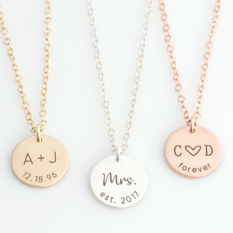 Personalized Anniversary Date Necklace Valentine's Gift for Wife, Forever Necklace, Initials and Date Necklace, Valentine's Day Gift for Her image 1