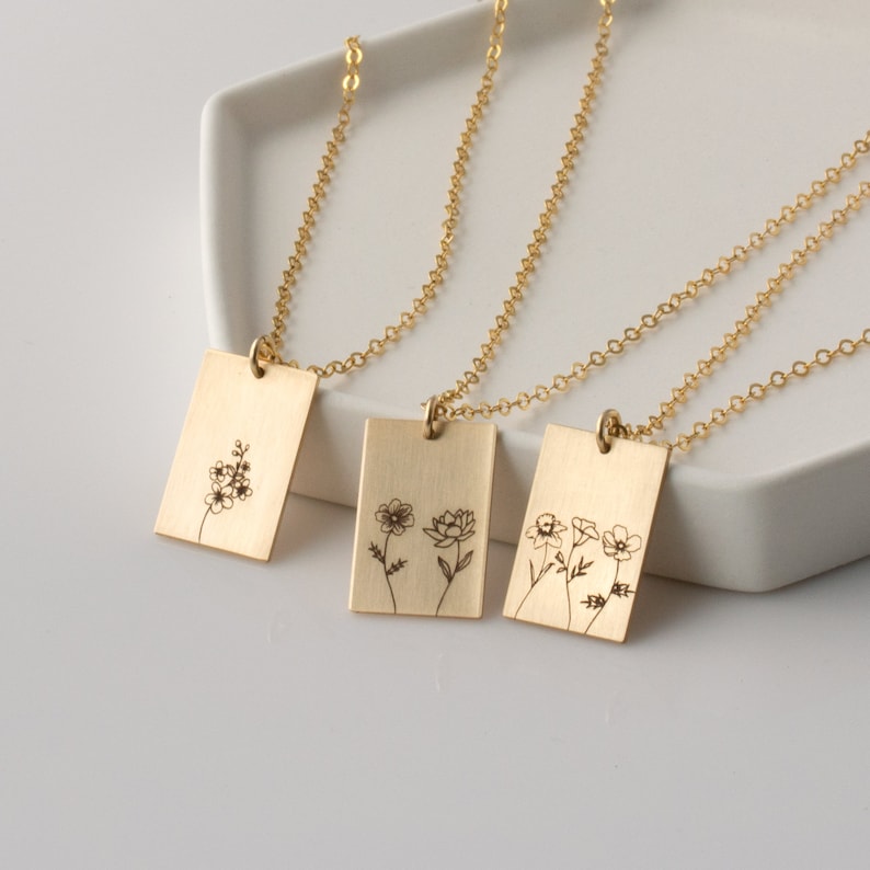 14k Gold Fill Combined Birth Flower Necklace, Mother's Day Gift, Combined Birth Flower Necklace for Mom / Grandma, Baby Shower Gift for Her image 4