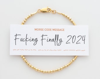 Fucking Finally Graduating Hidden Morse Code Message Bracelet, Class of 2024 Unique Graduation Gift, Funny Gift For Graduates