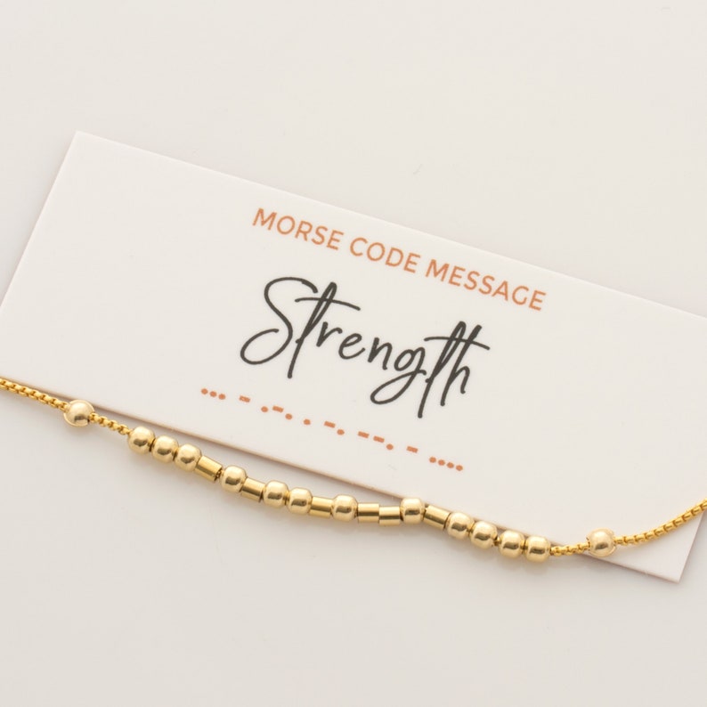 Morse Code Necklace with Strength Hidden Message, makes the perfect gift for your wife or girlfriend