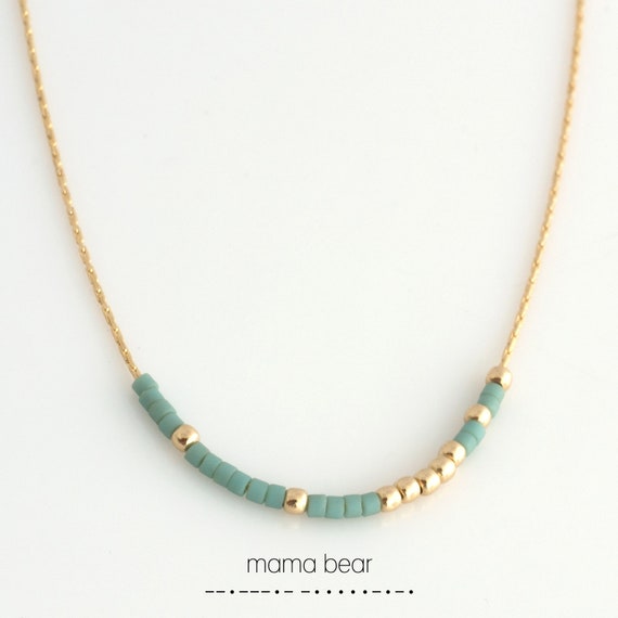 Morse Code Necklace Dainty Necklace With Tiny Beads Morse Code