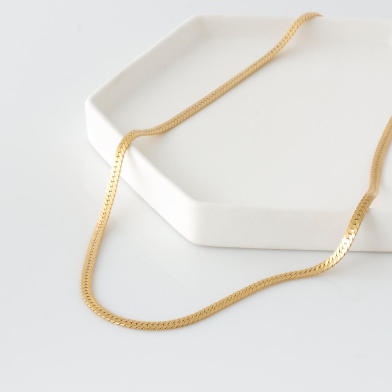 Thick Gold Chain, Herringbone Chain Necklace, 14K Gold Fill Thick Chain Necklace, Gold Snake Chain, Thick Layering Necklace, Gift for Her image 1