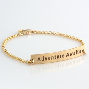 Gold Bar Bracelet /Nameplate Bracelet /Personalized Bracelet /Gold Chain / Initials /Gold Fill /Wedding Gift /Bridesmaid Gift /Gift for Wife
