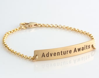 Gold Bar Armband /Namensschild Armband /Personalisiertes Armband /Gold Kette /Initialen /Gold Fill /Hochzeitsgeschenk /Brautjungfer Geschenk /Geschenk für Frau