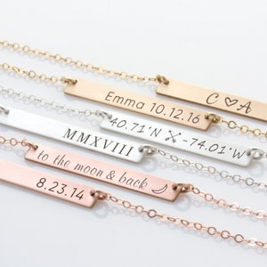 Skinny Bar Necklace, Personalized Bar Necklace, Engraved Bar Necklace, Mom Necklace, Gold, Silver, Rose Gold Name Bar Necklace, Gift for Mom image 2