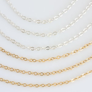 14k Gold Fill Chain, Sterling Silver Replacement Chain,Dainty Chain for Charm or Bar Necklace, Simple Chain Necklace, LEILAJewelryshop, N226