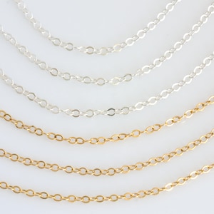 14k Gold Fill Chain, Sterling Silver Replacement Chain,Dainty Chain for Charm or Bar Necklace, Simple Chain Necklace, LEILAJewelryshop, N226 image 1