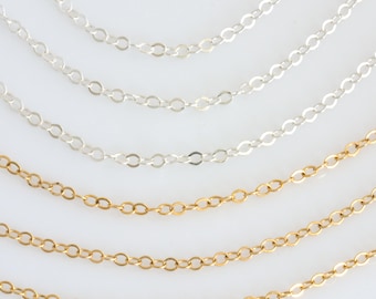 14k Gold Fill Chain, Sterling Silver Replacement Chain,Dainty Chain for Charm or Bar Necklace, Simple Chain Necklace, LEILAJewelryshop, N226